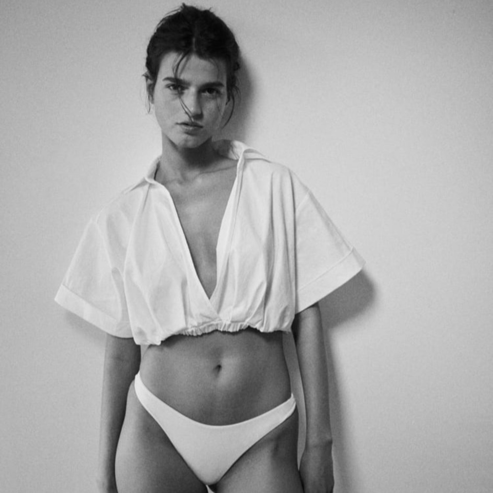 Linen Blend crop shirt